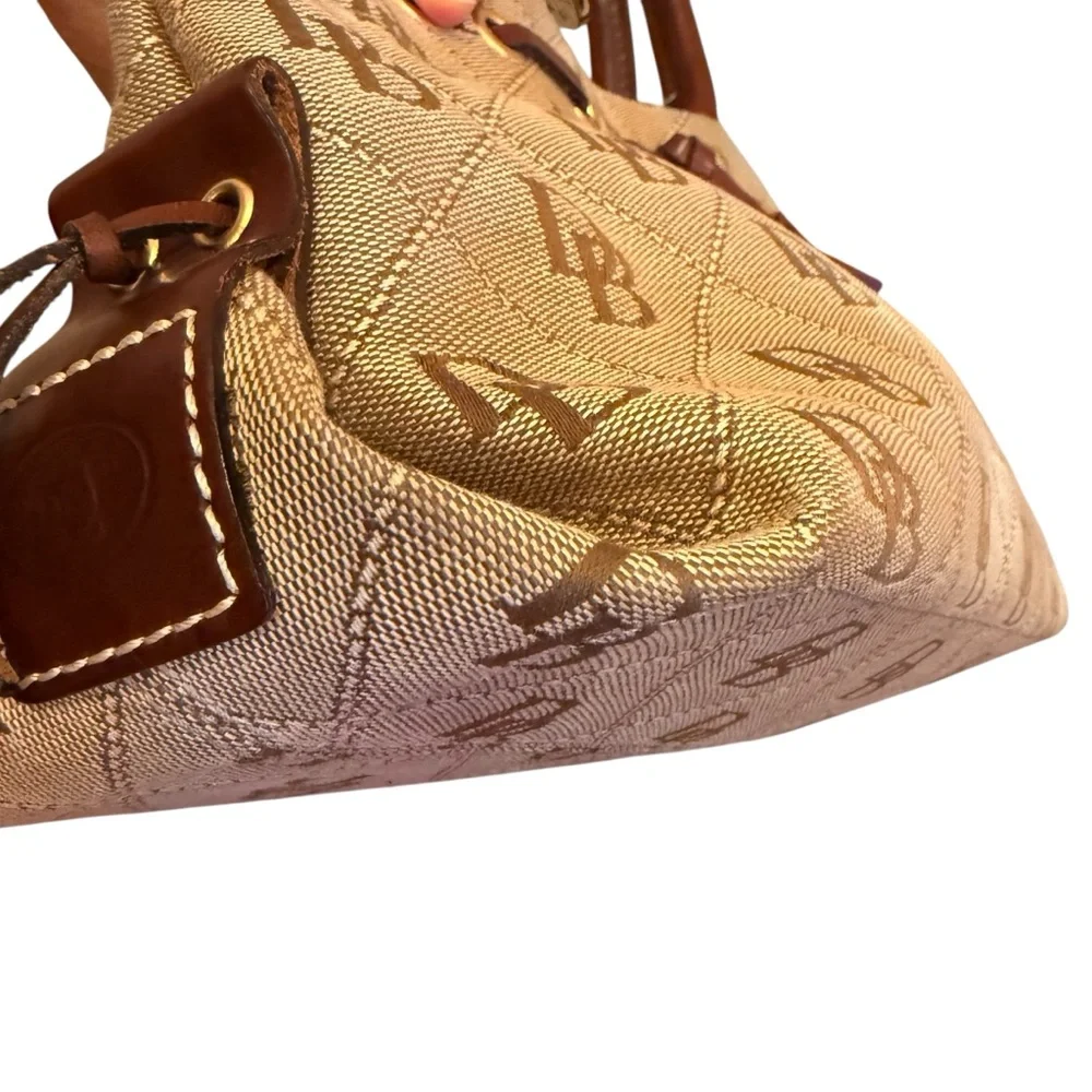 Dooney & Bourke Women’s Tan and Brown Signature Logo Canvas and Leather Bag